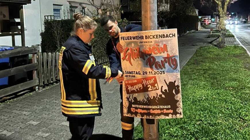 Plakatierung Glühweinparty am Donnerstag, 13.11.2025